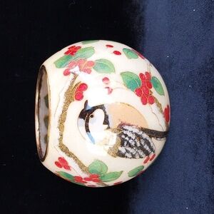 William Bill Yee Plique-a-Jour Cloisonne Chickadee Votive Candle Holder